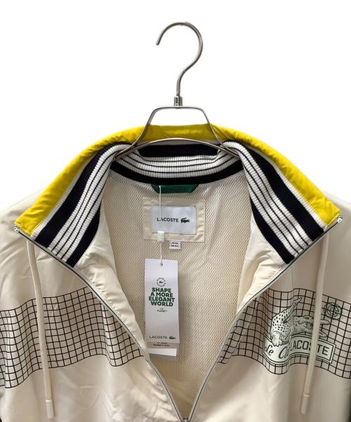 LACOSTE（ラコステ）LACOSTE (ラコステ) ボーダーリブニットネックジップアップジャケット グリーン×ベージュ サイズ:FR52  US M/Lの古着・服飾アイテム