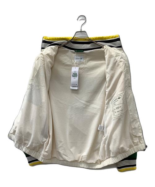 LACOSTE（ラコステ）LACOSTE (ラコステ) ボーダーリブニットネックジップアップジャケット グリーン×ベージュ サイズ:FR52  US M/Lの古着・服飾アイテム