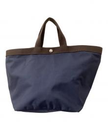 Herve Chapelier（エルベシャプリエ）の古着「トートバッグ」｜ネイビー×ブラウン