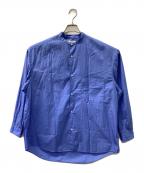 Graphpaperグラフペーパー）の古着「Broad L/S Oversized Band Collar Shirt」｜ブルー