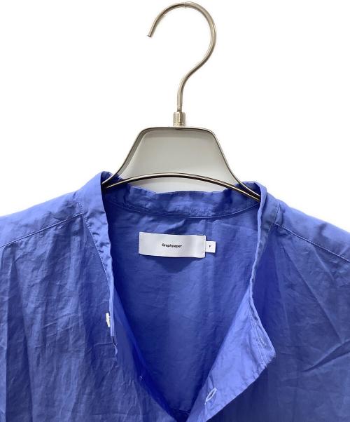Graphpaper（グラフペーパー）Graphpaper (グラフペーパー) Broad L/S Oversized Band Collar Shirt ブルー サイズ:Fの古着・服飾アイテム