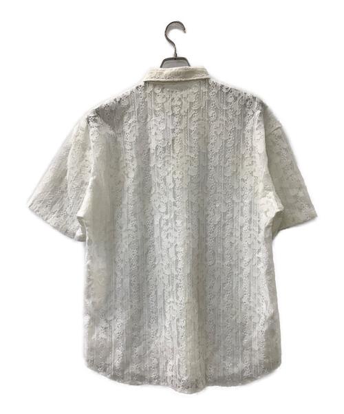 SOFTHYPHEN（ソフトハイフン）SOFTHYPHEN (ソフトハイフン) DAMASK PATTERNED LACE S/S SHIRT ホワイト サイズ:2の古着・服飾アイテム