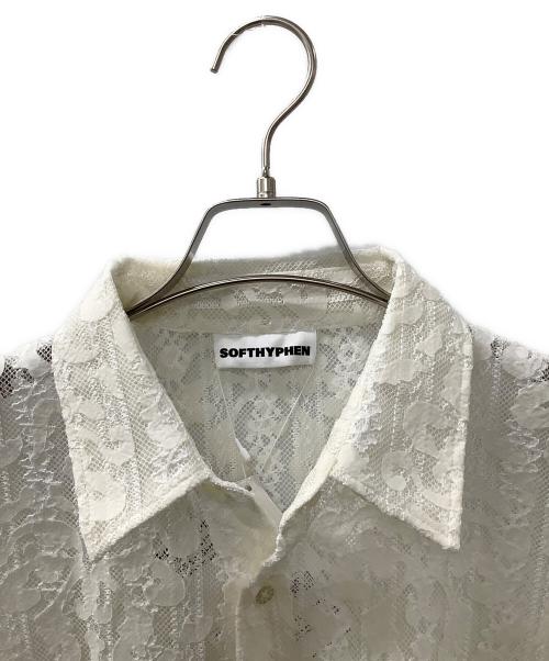SOFTHYPHEN（ソフトハイフン）SOFTHYPHEN (ソフトハイフン) DAMASK PATTERNED LACE S/S SHIRT ホワイト サイズ:2の古着・服飾アイテム