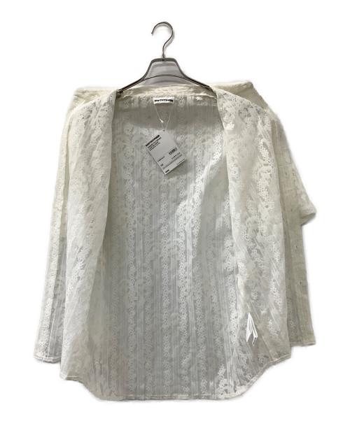 SOFTHYPHEN（ソフトハイフン）SOFTHYPHEN (ソフトハイフン) DAMASK PATTERNED LACE S/S SHIRT ホワイト サイズ:2の古着・服飾アイテム