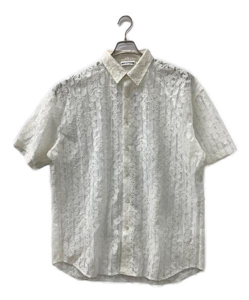 SOFTHYPHEN（ソフトハイフン）SOFTHYPHEN (ソフトハイフン) DAMASK PATTERNED LACE S/S SHIRT ホワイト サイズ:3の古着・服飾アイテム