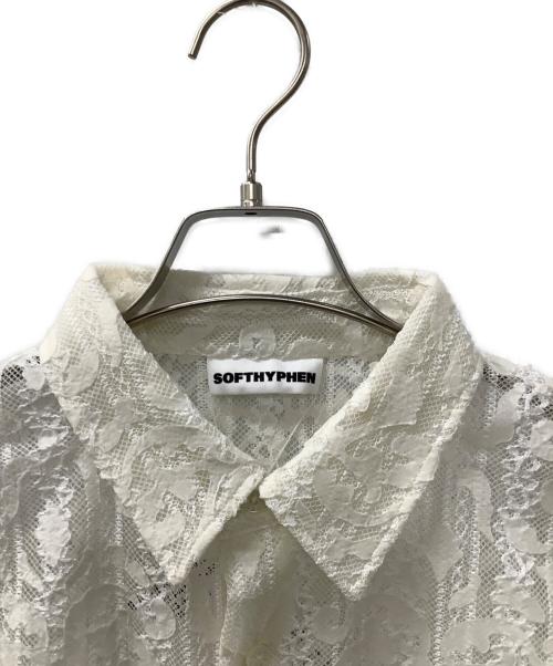 SOFTHYPHEN（ソフトハイフン）SOFTHYPHEN (ソフトハイフン) DAMASK PATTERNED LACE S/S SHIRT ホワイト サイズ:3の古着・服飾アイテム