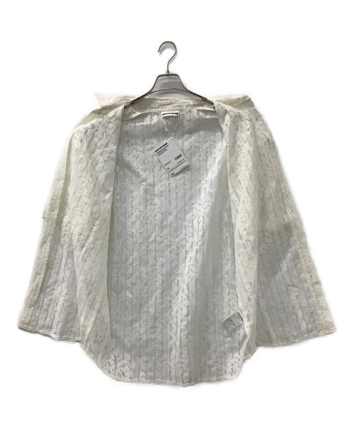 SOFTHYPHEN（ソフトハイフン）SOFTHYPHEN (ソフトハイフン) DAMASK PATTERNED LACE S/S SHIRT ホワイト サイズ:3の古着・服飾アイテム