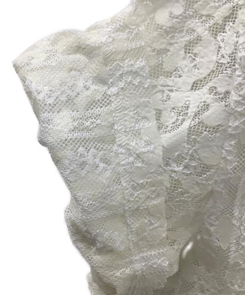 SOFTHYPHEN（ソフトハイフン）SOFTHYPHEN (ソフトハイフン) DAMASK PATTERNED LACE S/S SHIRT ホワイト サイズ:3の古着・服飾アイテム