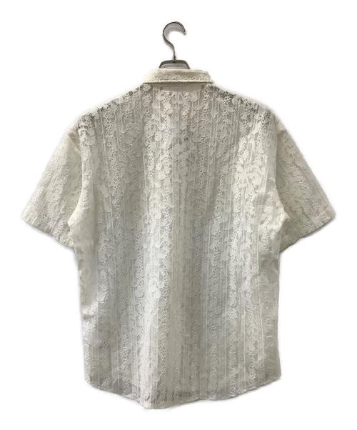 SOFTHYPHEN（ソフトハイフン）SOFTHYPHEN (ソフトハイフン) DAMASK PATTERNED LACE S/S SHIRT ホワイト サイズ:1の古着・服飾アイテム