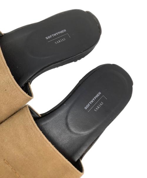 SOFTHYPHEN（ソフトハイフン）SOFTHYPHEN (ソフトハイフン) SAKIAS (サキアス) 5ステッチサンダル ブラック×ベージュ サイズ:表記なしの古着・服飾アイテム
