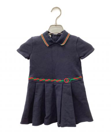 中古・古着通販】GUCCI (グッチ) 半袖ワンピース ネイビー サイズ:18