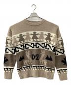 DSQUARED2ディースクエアード）の古着「ミドルゲージアルパカクルーネックインディオンニット」｜ベージュ