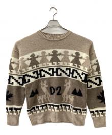 DSQUARED2（ディースクエアード）の古着「ミドルゲージアルパカクルーネックインディオンニット」｜ベージュ