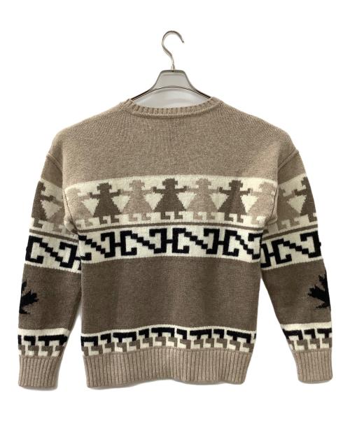 DSQUARED2（ディースクエアード）DSQUARED2 (ディースクエアード) ミドルゲージアルパカクルーネックインディオンニット ベージュ サイズ:Lの古着・服飾アイテム