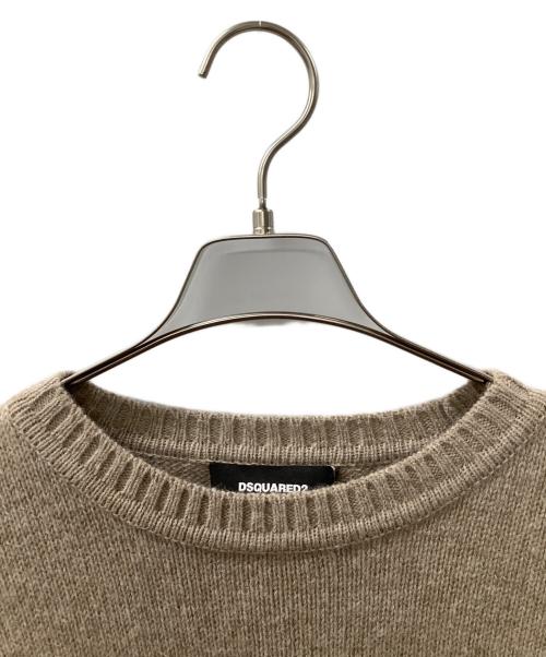DSQUARED2（ディースクエアード）DSQUARED2 (ディースクエアード) ミドルゲージアルパカクルーネックインディオンニット ベージュ サイズ:Lの古着・服飾アイテム