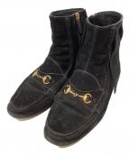 GUCCIグッチ）の古着「ホースビットスウェードフリンジブーツ」｜ブラック