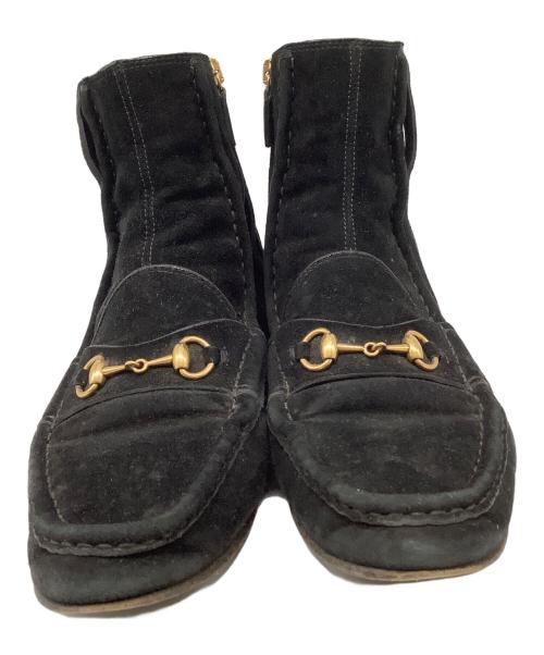 GUCCI（グッチ）GUCCI (グッチ) ホースビットスウェードフリンジブーツ ブラック サイズ:36の古着・服飾アイテム