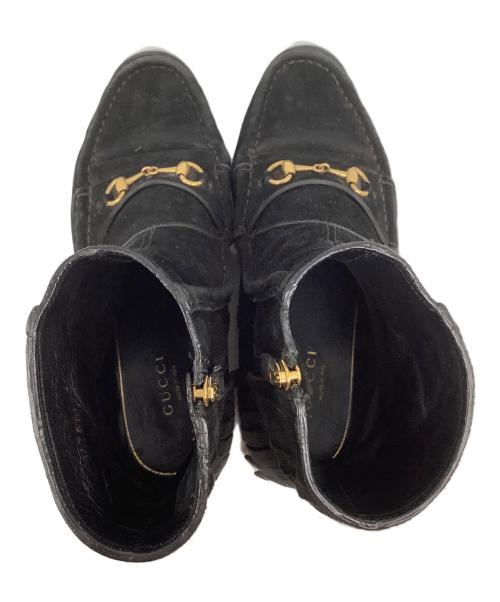 GUCCI（グッチ）GUCCI (グッチ) ホースビットスウェードフリンジブーツ ブラック サイズ:36の古着・服飾アイテム