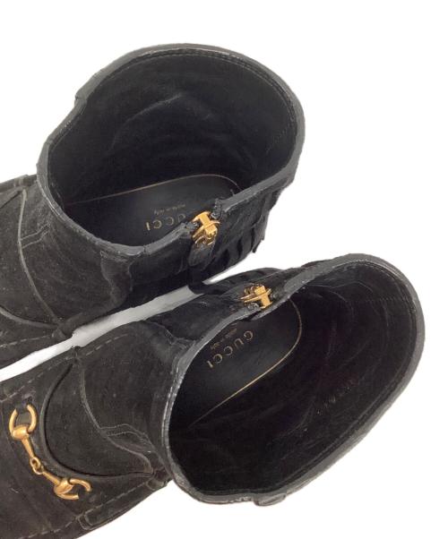 GUCCI（グッチ）GUCCI (グッチ) ホースビットスウェードフリンジブーツ ブラック サイズ:36の古着・服飾アイテム