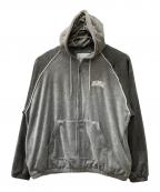 TIGHTBOOTH PRODUCTIONタイトブースプロダクション）の古着「VELOUR PIPING HOODED JKT」｜グレー