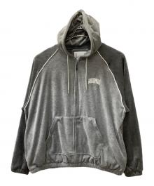 TIGHTBOOTH PRODUCTION（タイトブースプロダクション）の古着「VELOUR PIPING HOODED JKT」｜グレー