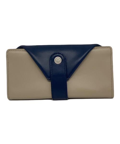 HIROKO HAYASHI（ヒロコ ハヤシ）HIROKO HAYASHI (ヒロコ ハヤシ) GIORNO 長財布 ネイビー×ベージュの古着・服飾アイテム