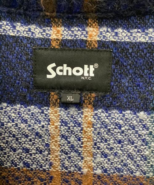 Schott（ショット）Schott (ショット) SHAGGY PLAID SHIR ブラウン×ブルー サイズ:XLの古着・服飾アイテム