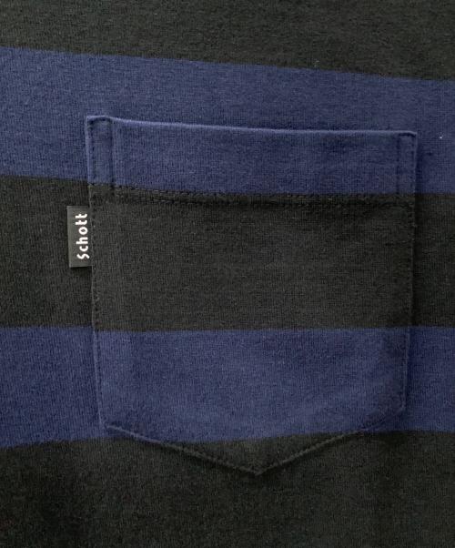 Schott（ショット）Schott (ショット) 長袖カットソー ネイビー×ブラック サイズ:XL 未使用品の古着・服飾アイテム
