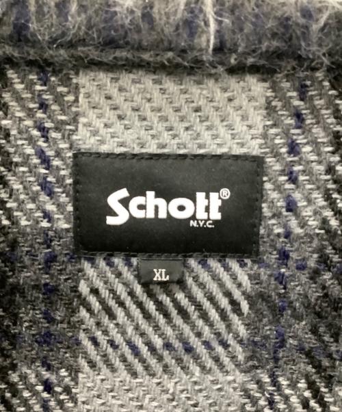 Schott（ショット）Schott (ショット) SHAGGY PLAID SHIRT グレー サイズ:XLの古着・服飾アイテム