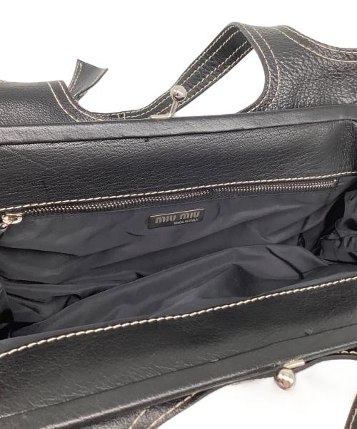 MIU MIU（ミュウミュウ）MIU MIU (ミュウミュウ) レザーハンドバッグ ブラックの古着・服飾アイテム
