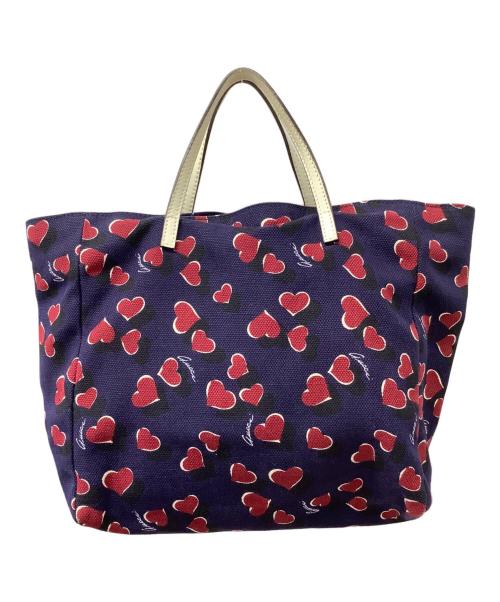 GUCCI（グッチ）GUCCI (グッチ) ハートビート ハンドバッグ ネイビー×レッドの古着・服飾アイテム