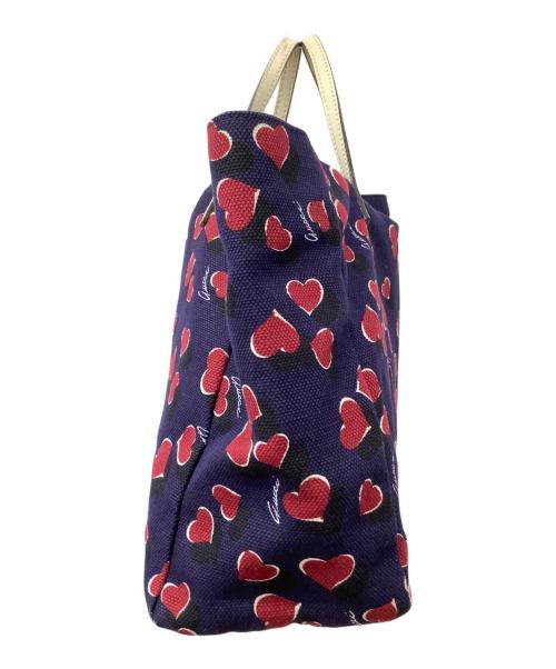 GUCCI（グッチ）GUCCI (グッチ) ハートビート ハンドバッグ ネイビー×レッドの古着・服飾アイテム