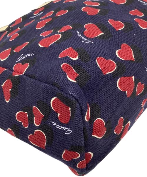 GUCCI（グッチ）GUCCI (グッチ) ハートビート ハンドバッグ ネイビー×レッドの古着・服飾アイテム