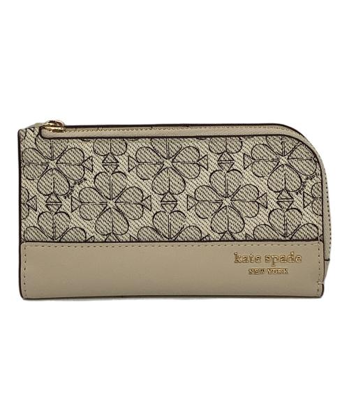Kate Spade（ケイトスペード）Kate Spade (ケイトスペード) フラワー スモール スリム バイフォールド ウォレット ベージュの古着・服飾アイテム