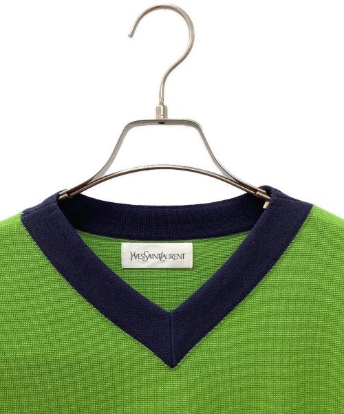 Yves Saint Laurent（イヴサンローラン）Yves Saint Laurent (イヴサンローラン) 半袖ワンピース 黄緑 サイズ:Mの古着・服飾アイテム