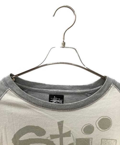 stussy（ステューシー）stussy (ステューシー) 長袖カットソー グレー×ホワイト サイズ:XLの古着・服飾アイテム