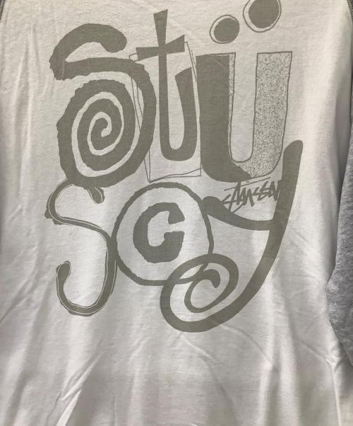 stussy（ステューシー）stussy (ステューシー) 長袖カットソー グレー×ホワイト サイズ:XLの古着・服飾アイテム