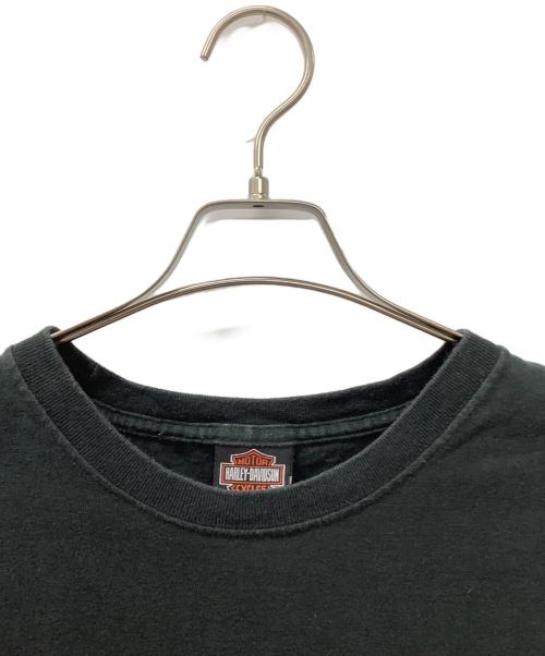 HARLEY-DAVIDSON（ハーレーダビッドソン）HARLEY-DAVIDSON (ハーレーダビッドソン) ポケットTシャツ ブラック×ブルー サイズ:Lの古着・服飾アイテム