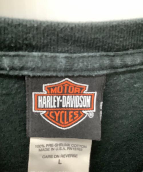 HARLEY-DAVIDSON（ハーレーダビッドソン）HARLEY-DAVIDSON (ハーレーダビッドソン) ポケットTシャツ ブラック×ブルー サイズ:Lの古着・服飾アイテム