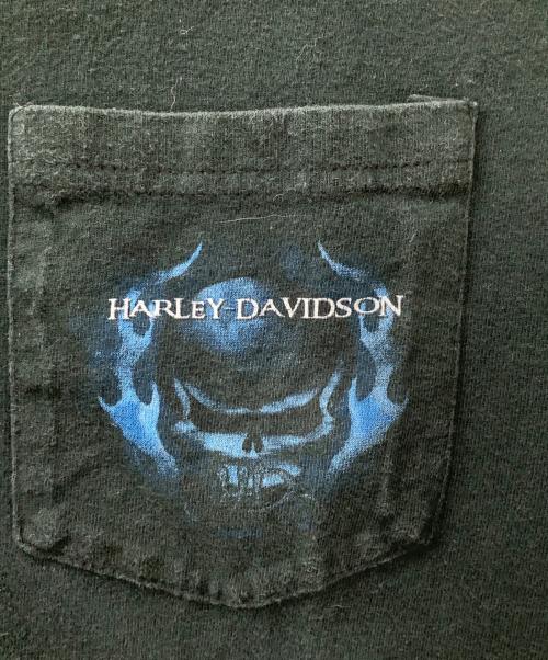 HARLEY-DAVIDSON（ハーレーダビッドソン）HARLEY-DAVIDSON (ハーレーダビッドソン) ポケットTシャツ ブラック×ブルー サイズ:Lの古着・服飾アイテム