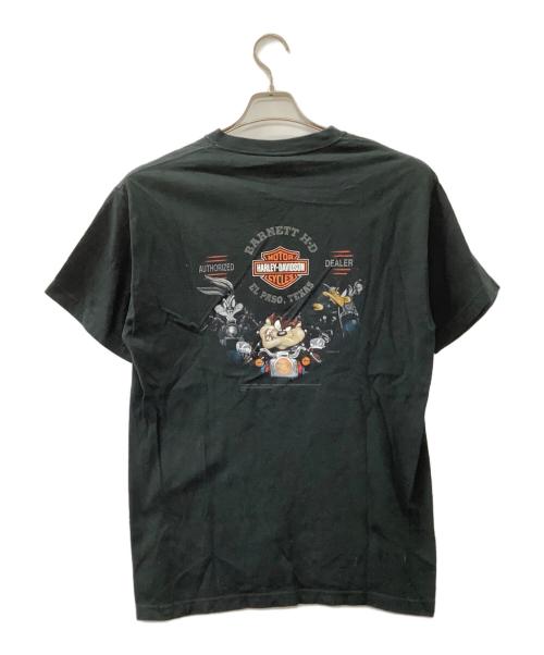 HARLEY-DAVIDSON（ハーレーダビッドソン）HARLEY-DAVIDSON (ハーレーダビッドソン) LOONEY TUNES (ルーニーチューンズ) 半袖カットソー ブラック×オレンジ サイズ:Mの古着・服飾アイテム