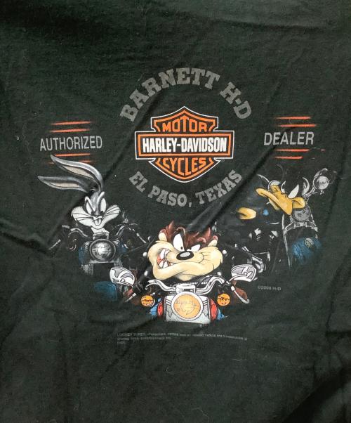 HARLEY-DAVIDSON（ハーレーダビッドソン）HARLEY-DAVIDSON (ハーレーダビッドソン) LOONEY TUNES (ルーニーチューンズ) 半袖カットソー ブラック×オレンジ サイズ:Mの古着・服飾アイテム