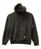 stussyステューシー）の古着「CONTRAST STITCH LABEL HOODIE」｜ブラック