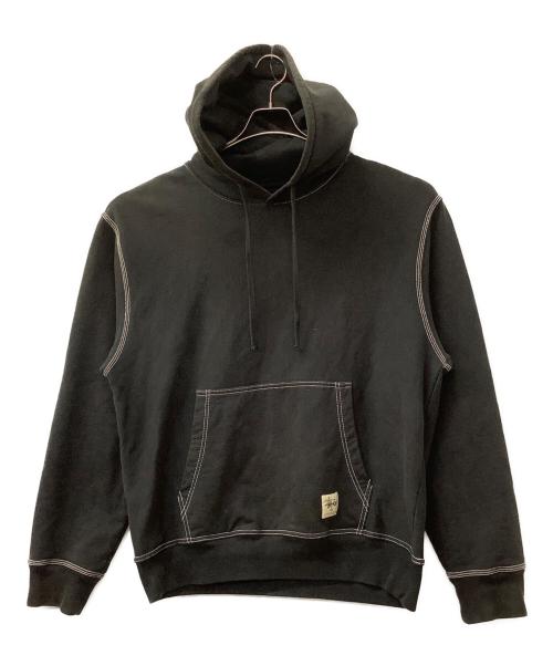 stussy（ステューシー）stussy (ステューシー) CONTRAST STITCH LABEL HOODIE ブラック サイズ:Lの古着・服飾アイテム