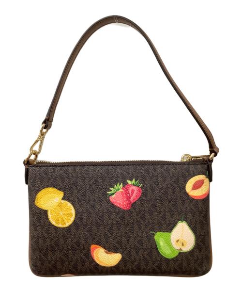 MICHAEL KORS（マイケル・コース）MICHAEL KORS (マイケル・コース) JET SET TRAVEL コンバーチブル ポーチ リストレット スモール - MKシグネチャー ブラウンの古着・服飾アイテム