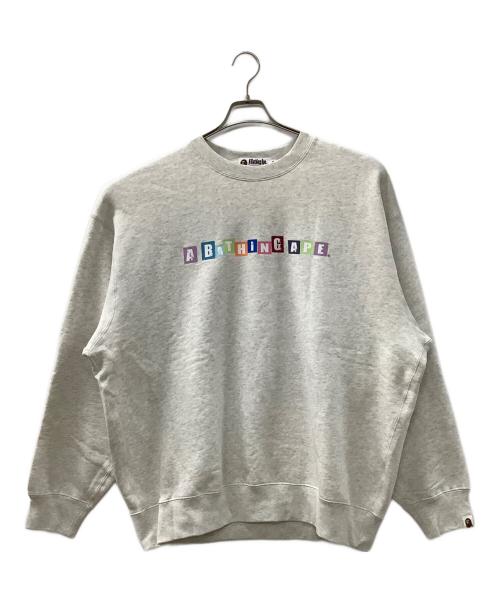 A BATHING APE（アベイシングエイプ）A BATHING APE (アベイシングエイプ) LOGO RELAXED FIT CREWNECK SWEATSHIRT グレー サイズ:2XLの古着・服飾アイテム