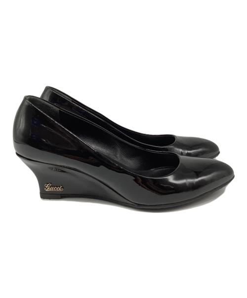 GUCCI（グッチ）GUCCI (グッチ) ウェッジソールパンプス ブラック サイズ:38の古着・服飾アイテム