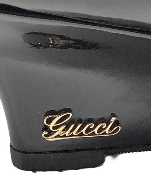 GUCCI（グッチ）GUCCI (グッチ) ウェッジソールパンプス ブラック サイズ:38の古着・服飾アイテム