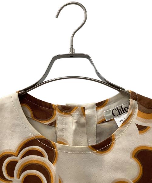 Chloe（クロエ）Chloe (クロエ) 長袖ブラウス ベージュ×オレンジ サイズ:T38の古着・服飾アイテム