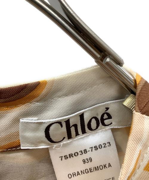 Chloe（クロエ）Chloe (クロエ) 長袖ブラウス ベージュ×オレンジ サイズ:T38の古着・服飾アイテム
